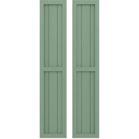 Americraft 3-Board Exterior Wood 2 Equal Panel Framed Board-n-Batten Shutters, ARW101BF311X35TGH